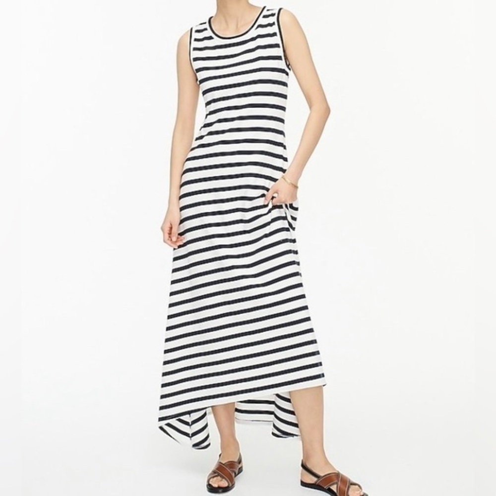 J. Crew Black and White Striped Maxi Dress